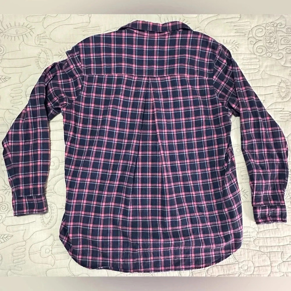 Anthropologie Grayson L The Hero Buttondown Flannel Blue Pink Plaid - Picture 4 of 9